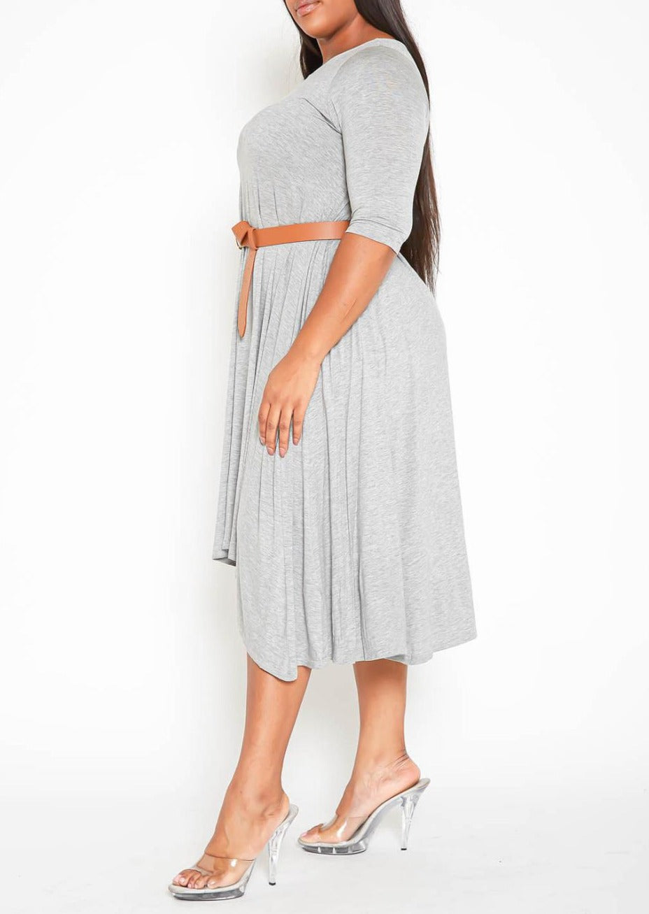 HI Curvy Plus Size Women Relaxed Style Crew neck Dress made in USA