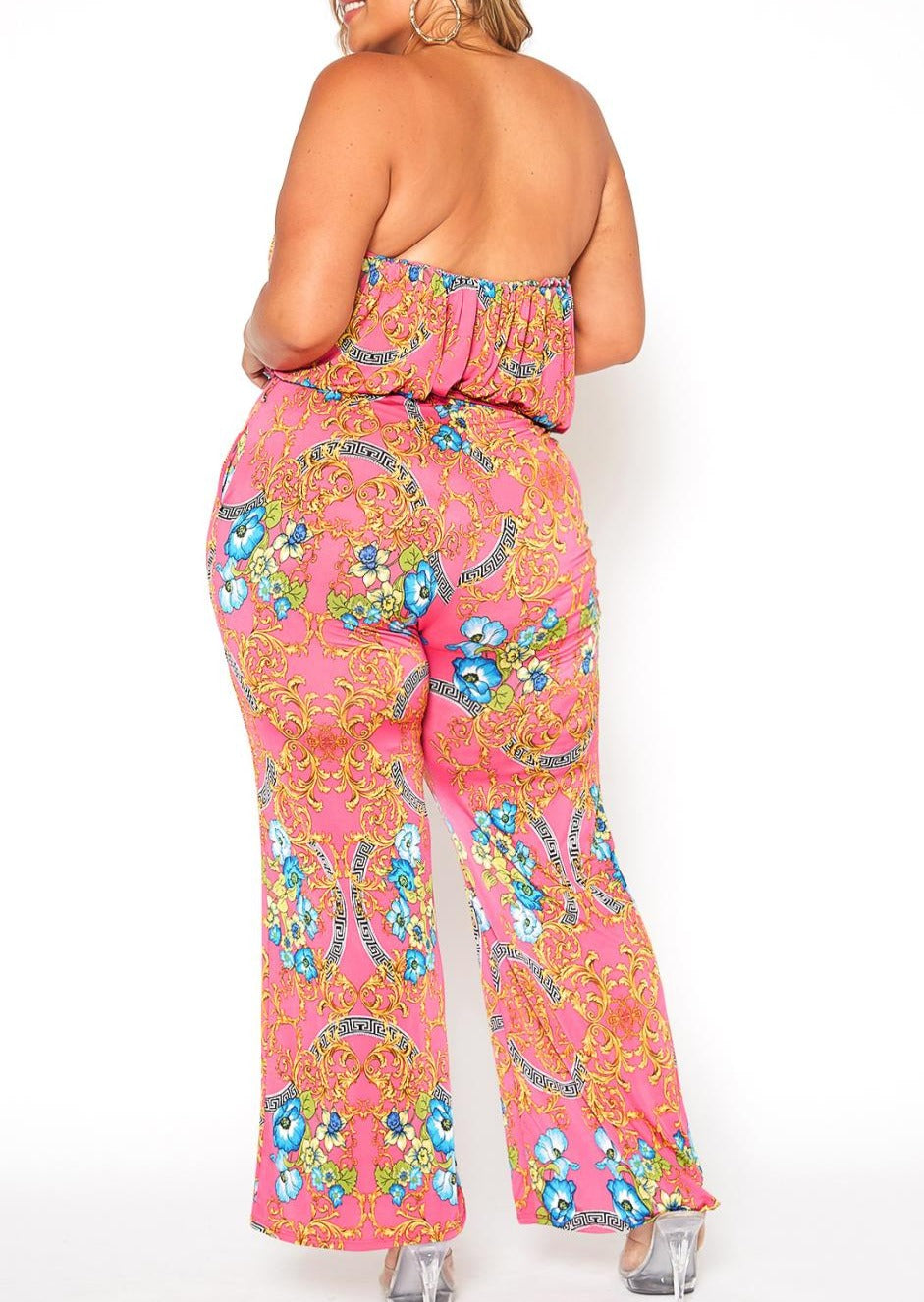 HI Curvy Plus Size Women Multi Print Tube Jumpsuit Made In USA