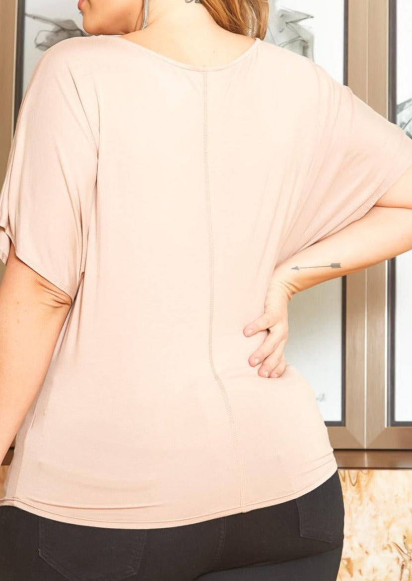 Hi Curvy Plus Size Basic Dolman Sleeve Blouse