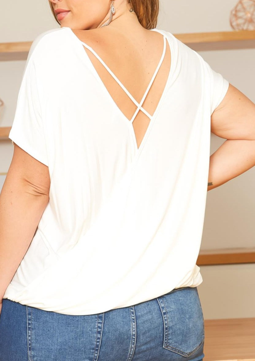 Hi Curvy Plus Size Women Plus Size Cross Lace Open Back Design Shirt