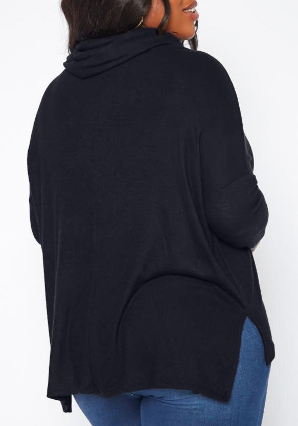 Hi Curvy Plus Size Women Cowl Neck Knit Sweater Made in USA