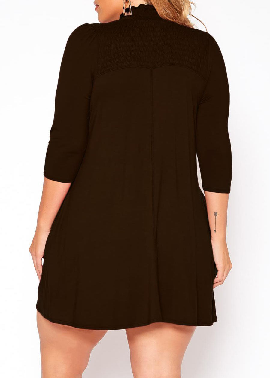 HI Curvy Plus Size Women Smocked Detail Mini Dress Made in USA