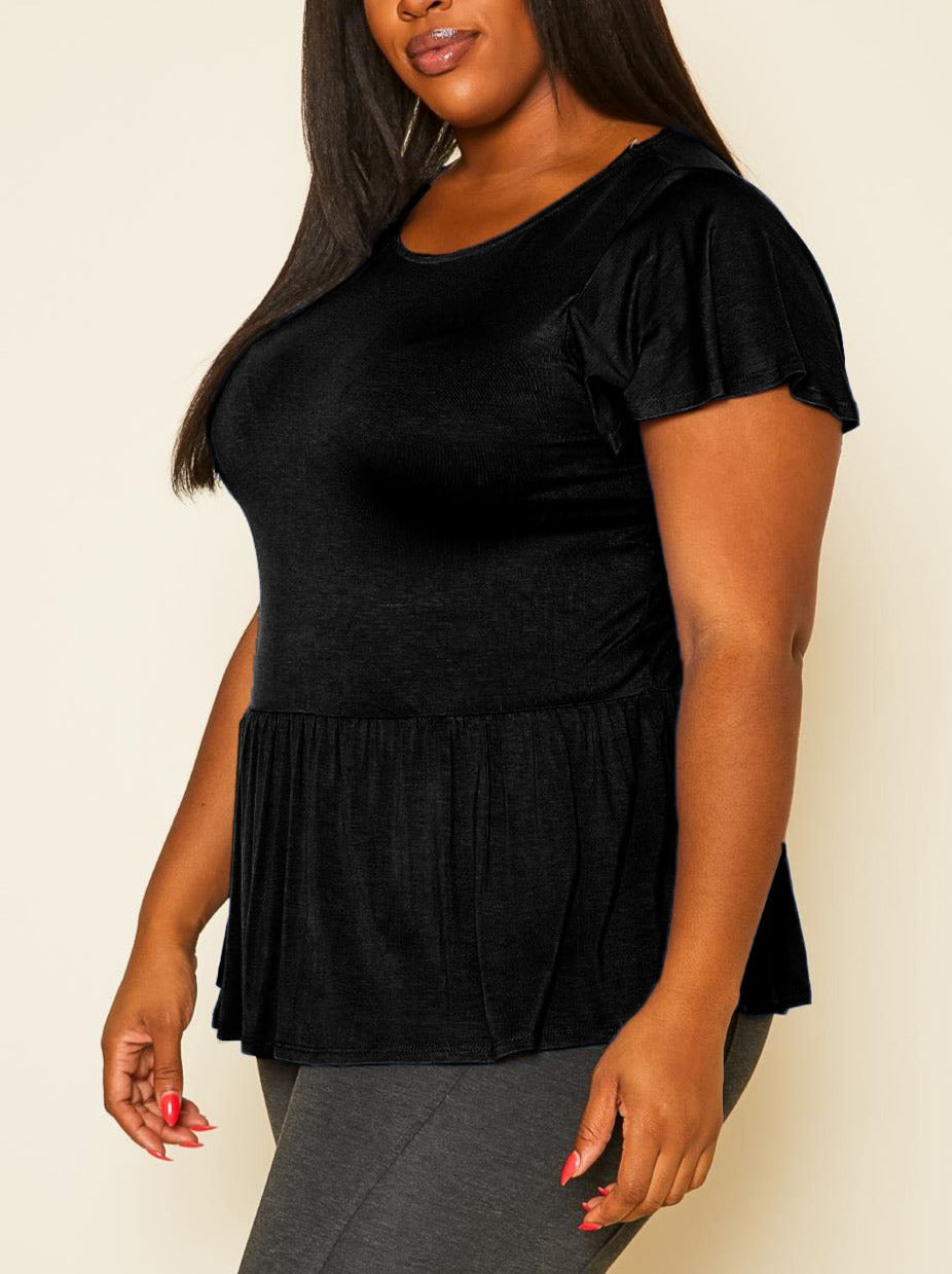 HI Curvy Plus Size Women Embroidered Peplum Top