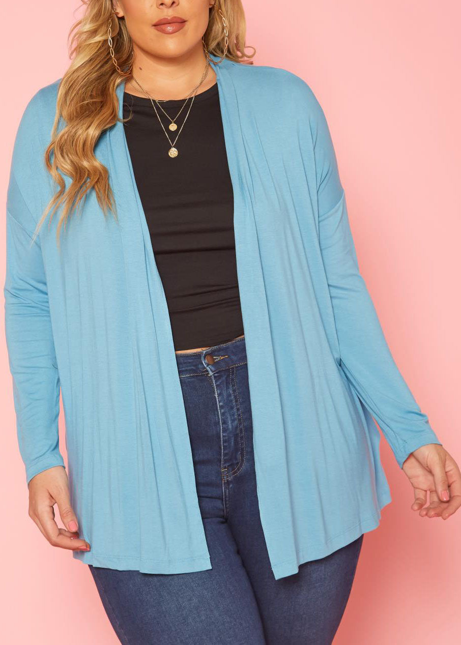 Hi Curvy Plus Size Women Open Front Casual Cardigan