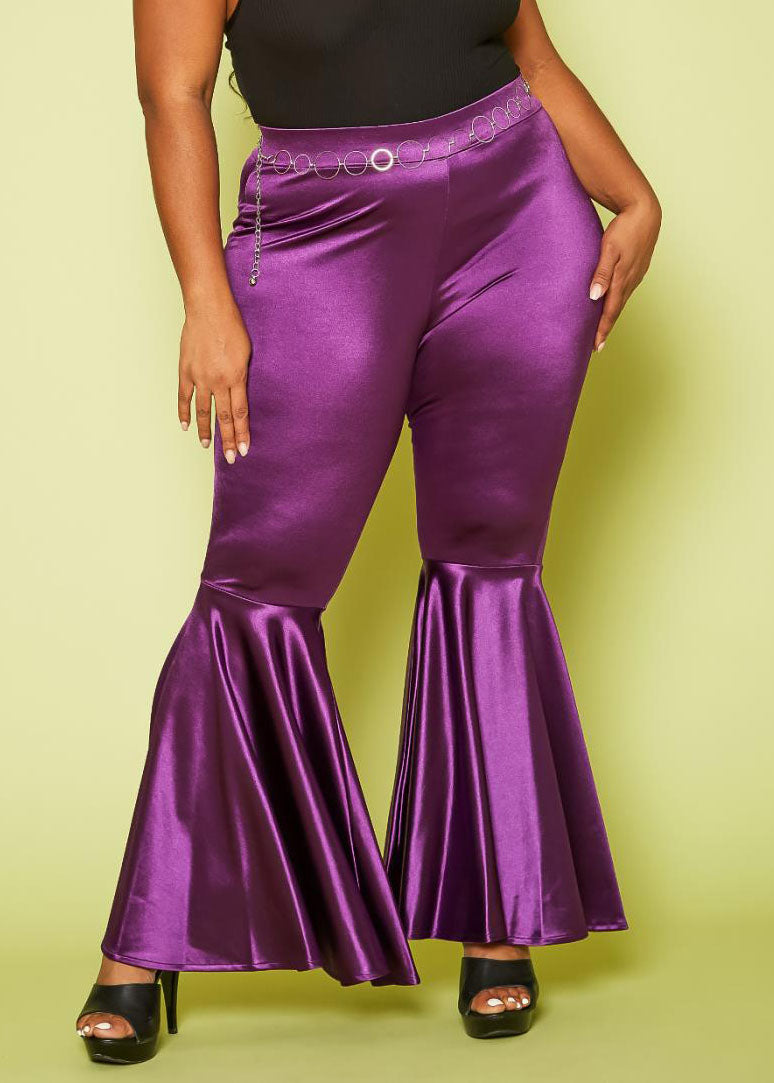 Hi Curvy Plus Size Women High Waist Bell Flare Pants