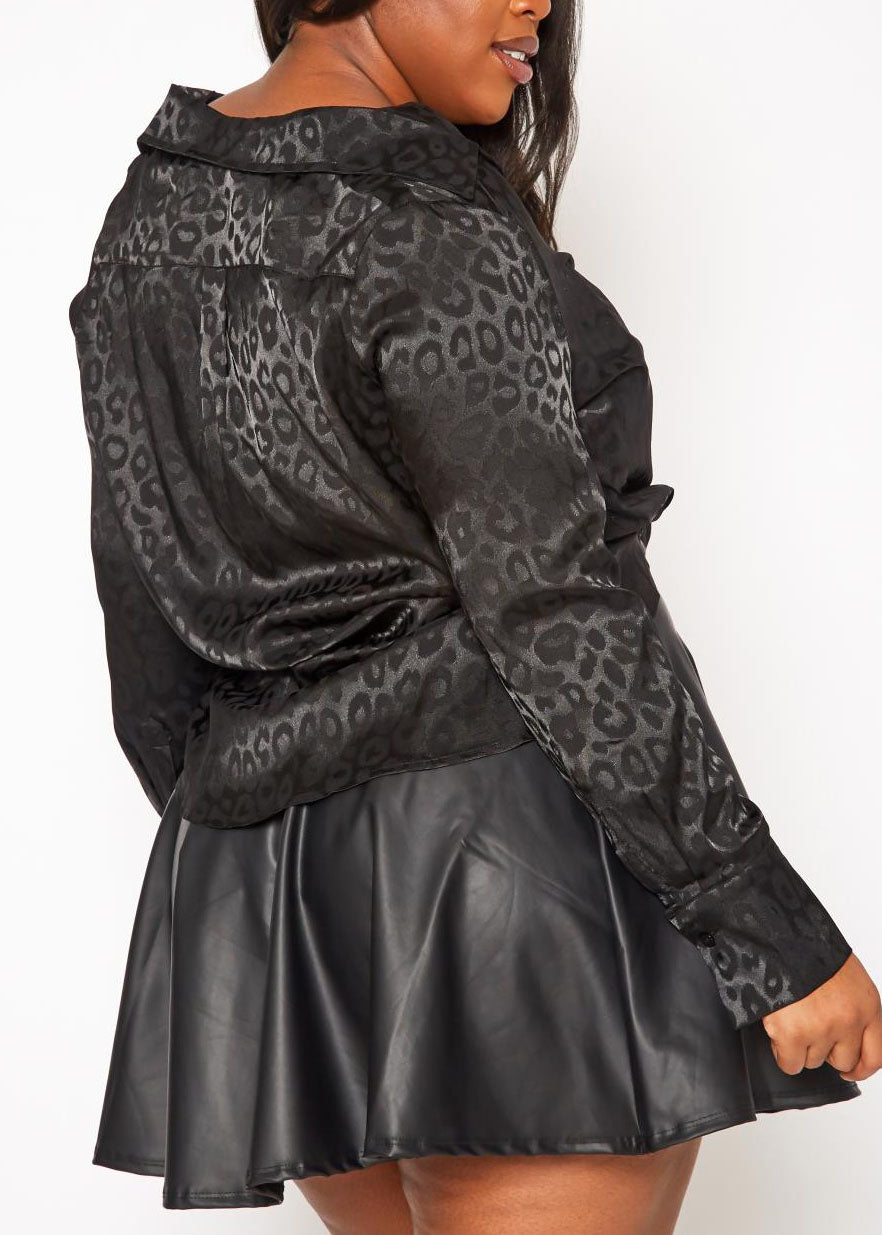 Hi Curvy Plus Size Women Leopard Print Bralette & Slip Robe Set