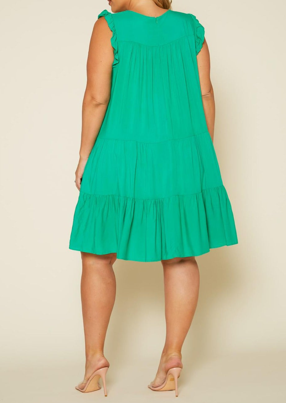 Hi Curvy Plus Size Women Tiered Ruffle Dress Made in USA