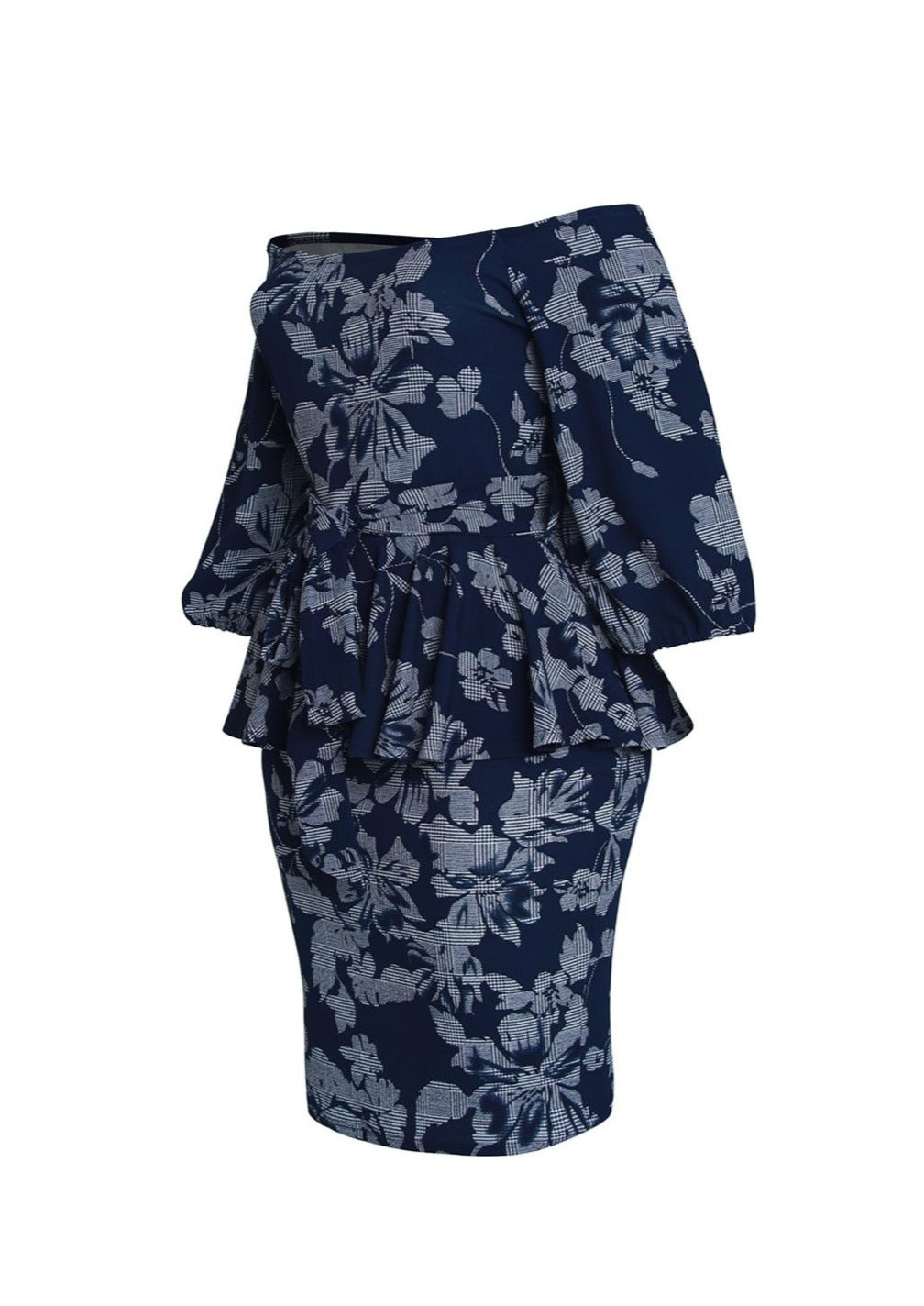 Plus Size Off Shoulder Floral Print Peplum DressHi Curvy Plus Size Women bardot Floral Print Peplum Dress Made in USA