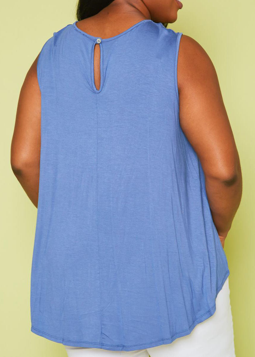 Hi Curvy Plus Size Women Lace Hem Flare Tank Top