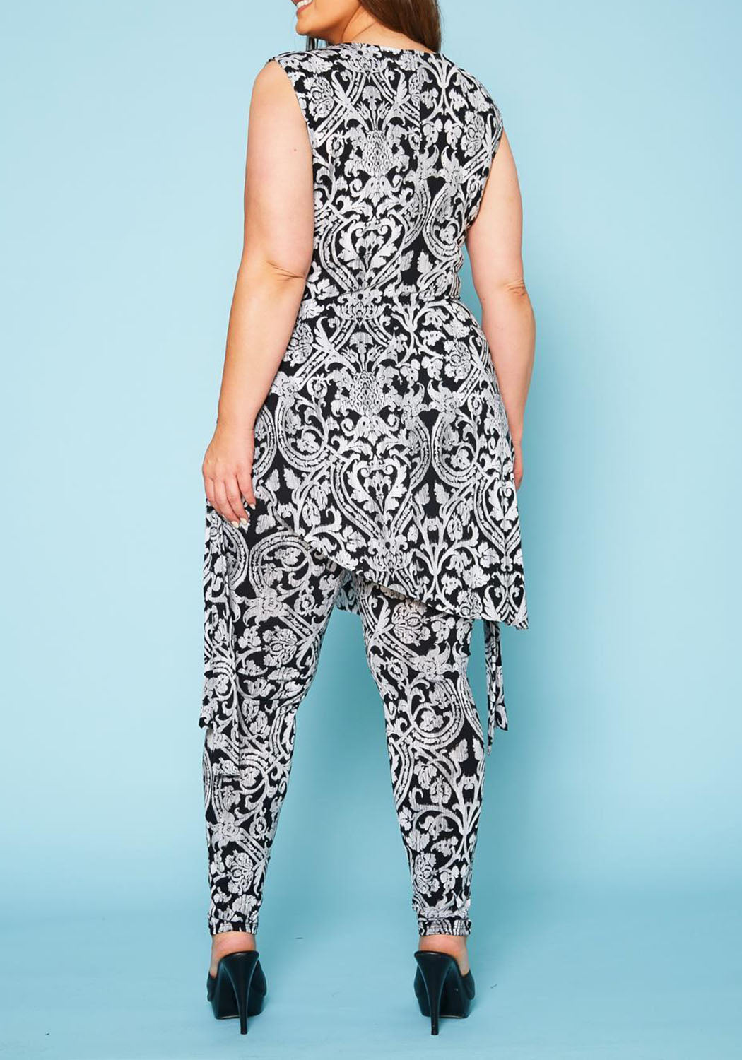 Hi Curvy Plus Size Women Unique Print Sleek Top & Leggings Set Made In USA