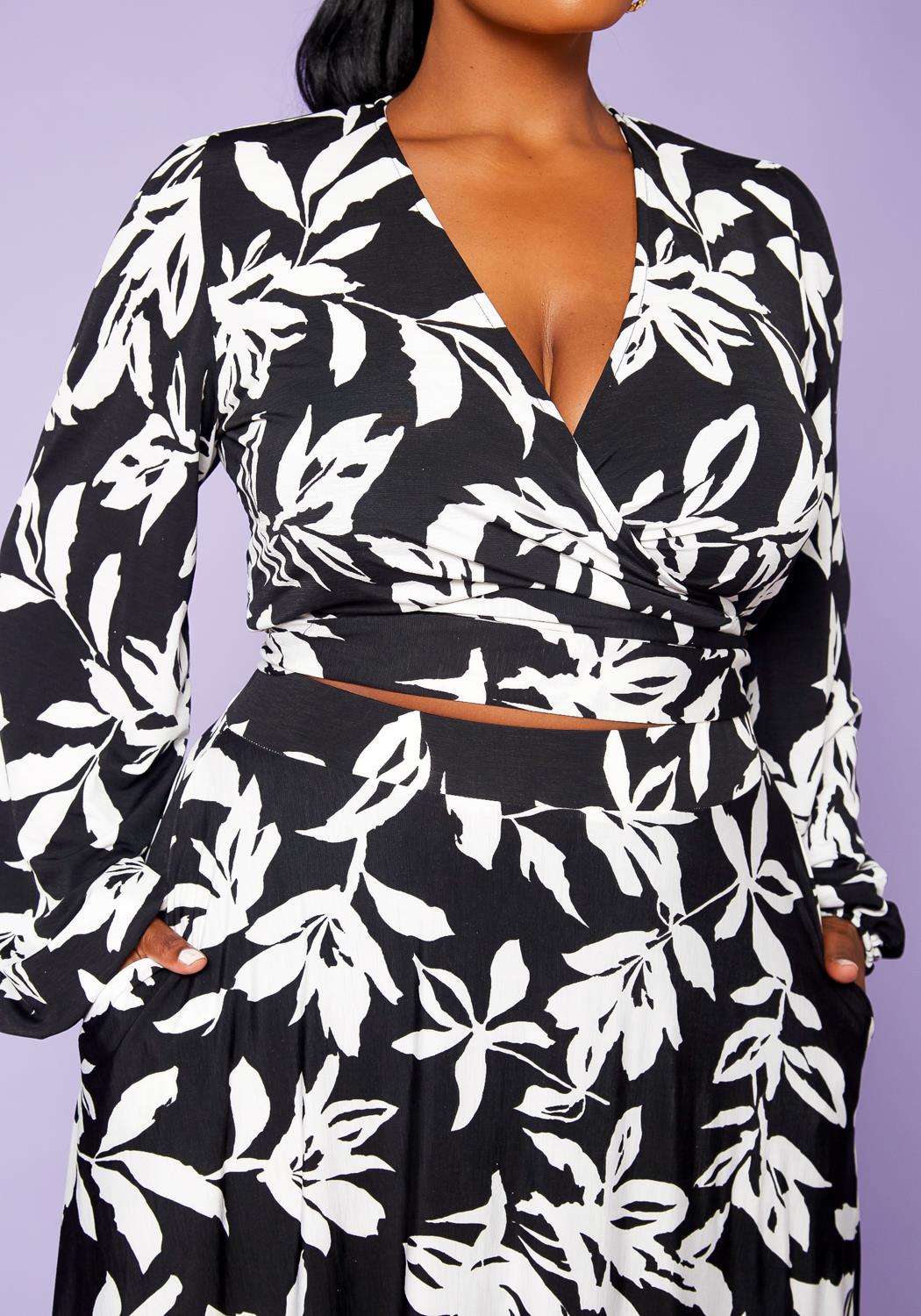 Hi Curvy Plus Size Women Floral Top & Maxi Skirt Set made in USA