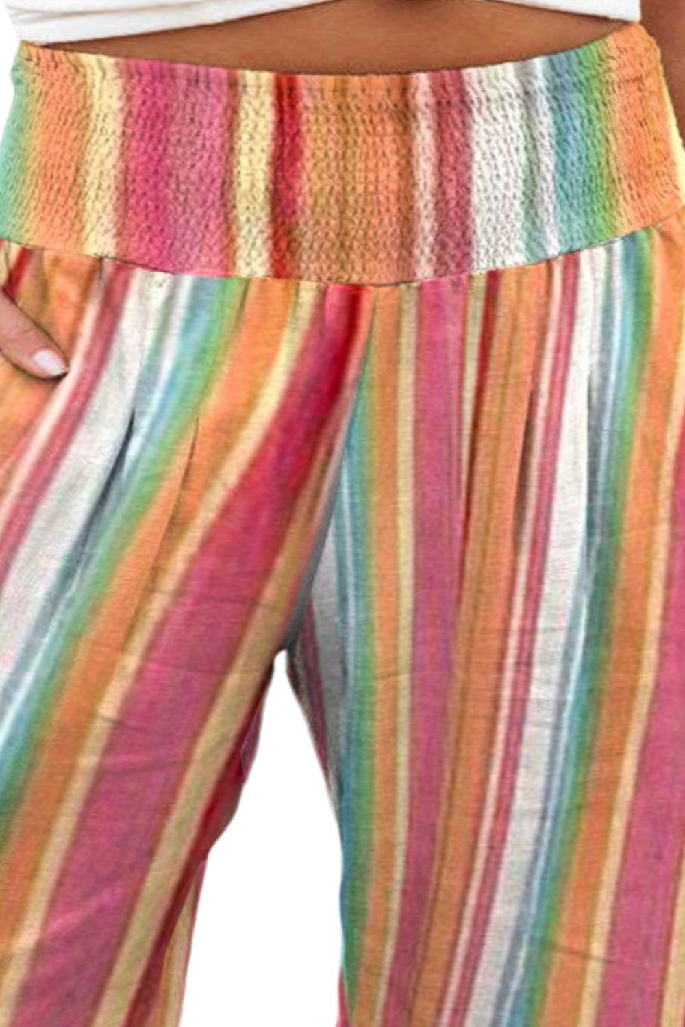 Plus Size Women Striped Wide Leg Pants