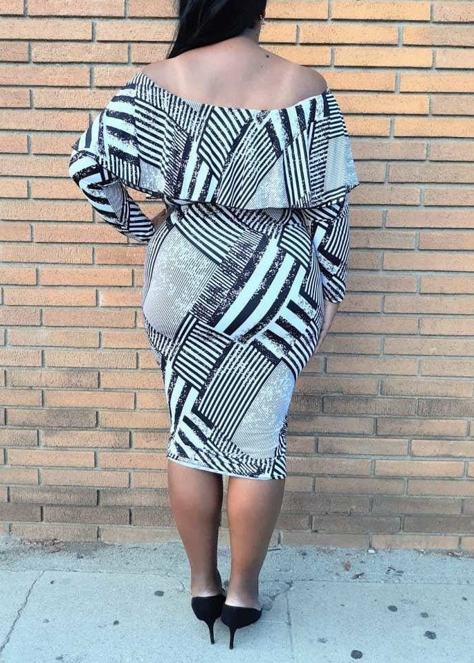 Plus Size Ruffle Off Shoulder Bodycon Dress