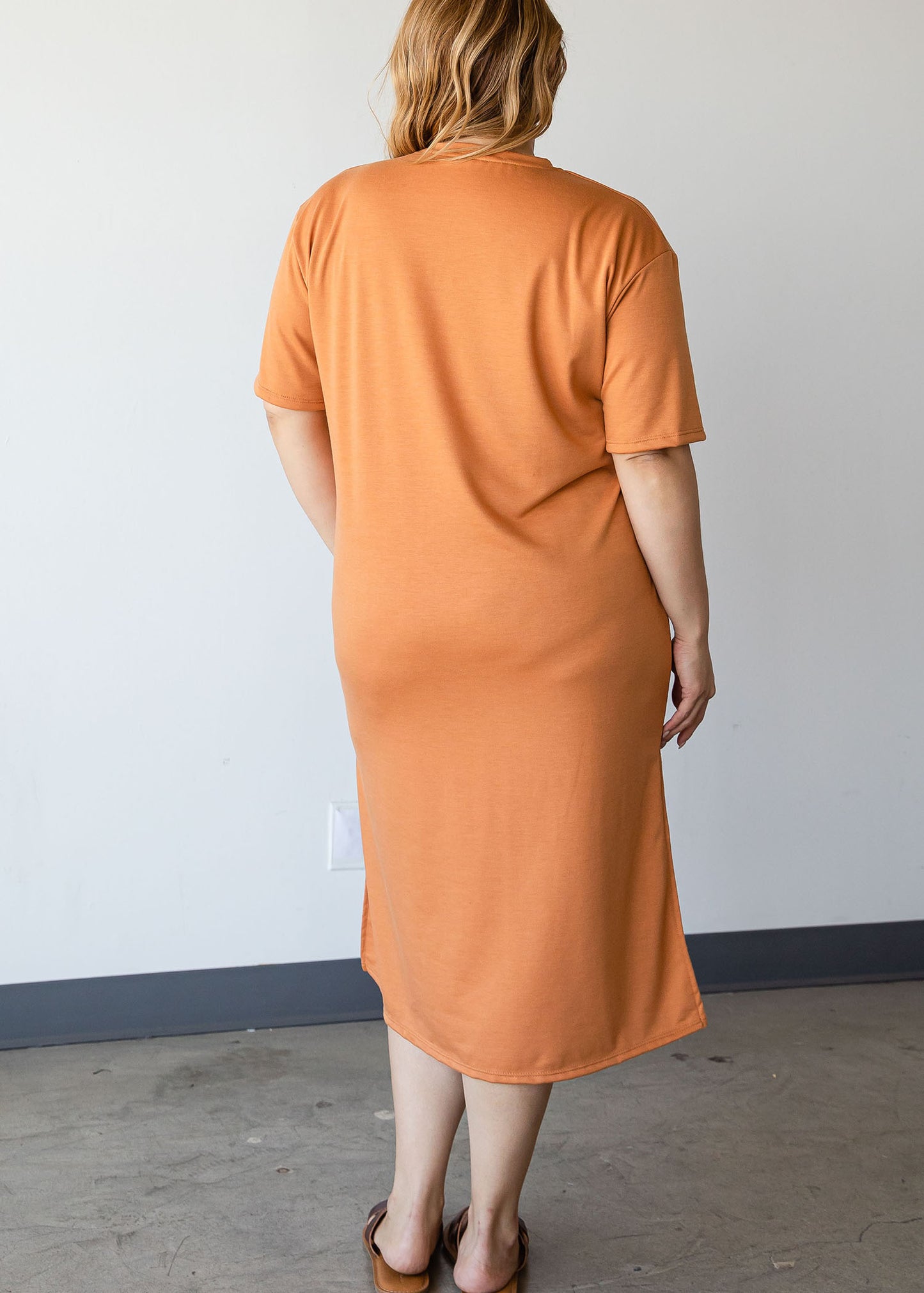 HI CURVY Plus Size Women French Terry Midi Dress