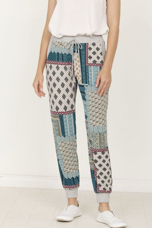 Plus Size Quilted Print Joggers