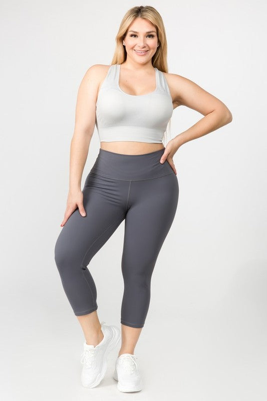 Hi Curvy Plus Size Women Buttery Soft Capri Activewear  Leggings