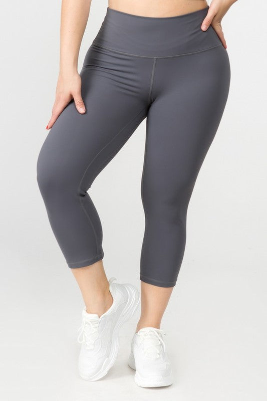 Hi Curvy Plus Size Women Buttery Soft Capri Activewear  Leggings