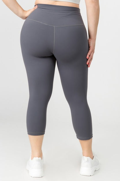 Hi Curvy Plus Size Women Buttery Soft Capri Activewear  Leggings