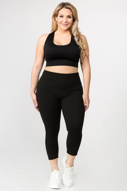 Hi Curvy Plus Size Women Buttery Soft Capri Activewear  Leggings