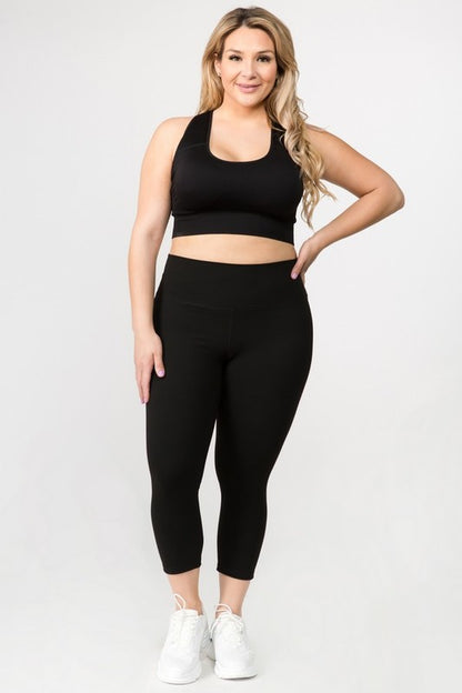 Hi Curvy Plus Size Women Buttery Soft Capri Activewear  Leggings