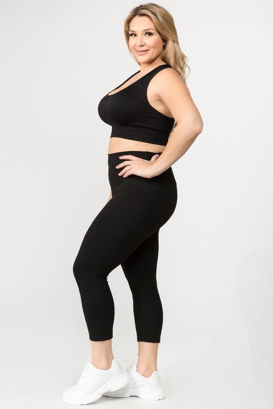 Hi Curvy Plus Size Women Buttery Soft Capri Activewear  Leggings