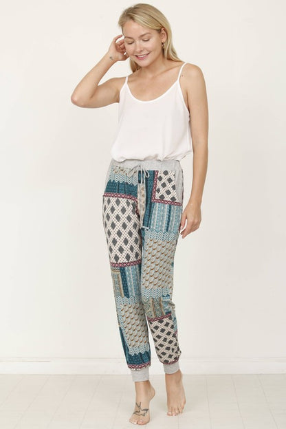 Plus Size Quilted Print Joggers