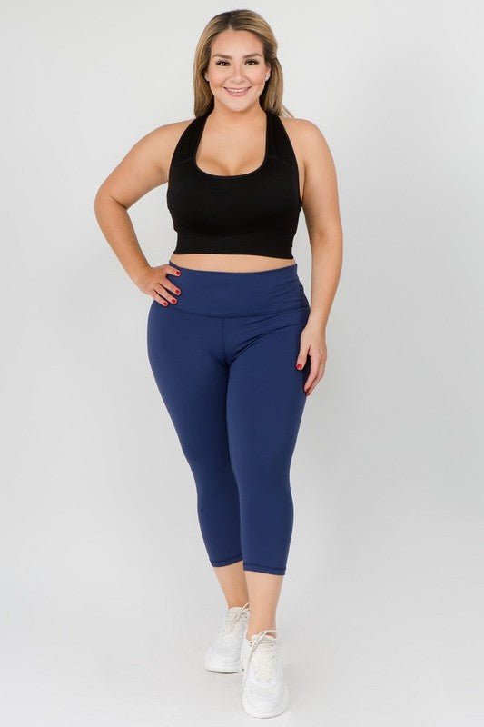 Hi Curvy Plus Size Women Buttery Soft Capri Activewear  Leggings