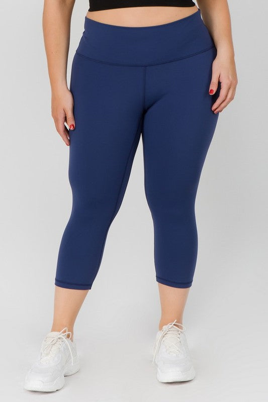 Hi Curvy Plus Size Women Buttery Soft Capri Activewear  Leggings