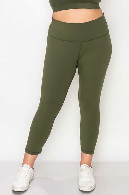 Hi Curvy Plus Size Women Buttery Soft Capri Activewear  Leggings