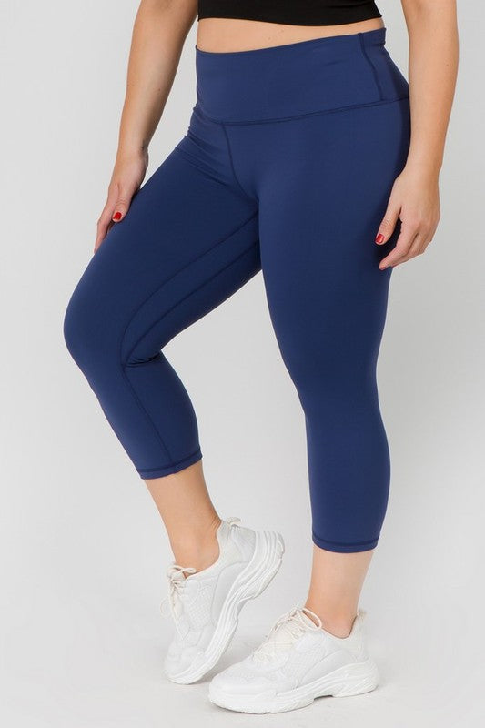 Hi Curvy Plus Size Women Buttery Soft Capri Activewear  Leggings