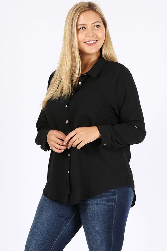 Hi Curvy Plus Size Women Koshibo Roll Up Sleeve Shirts