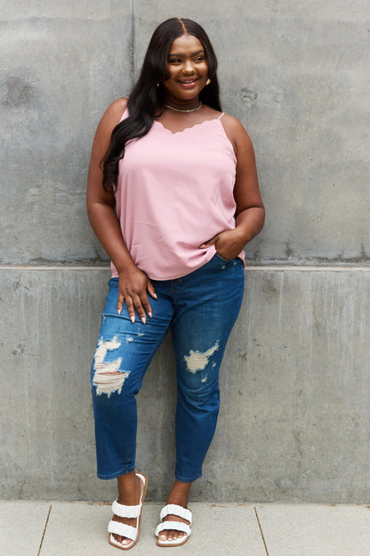 Plus Size Scalloped Cami in Rosewood