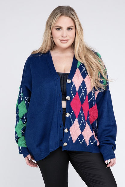 Hi Curvy Plus Size Women V Neck Button Front Cardigan