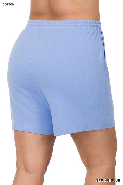 Plus Size Cotton Drawstring Waist Shorts