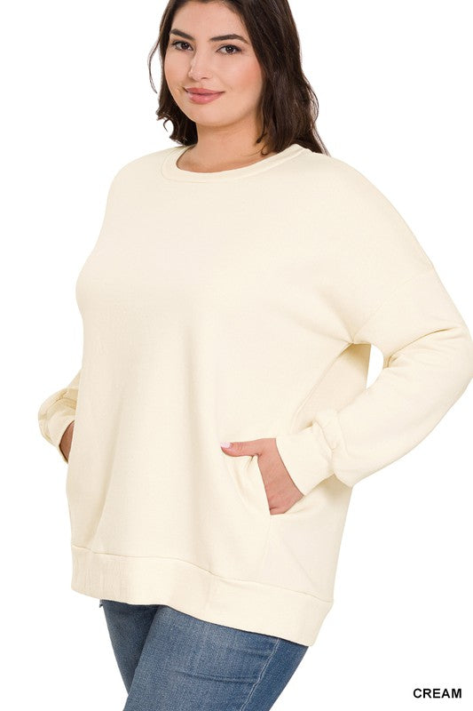 HI Curvy Plus Size long Sleeve Round Neck Sweatshirt