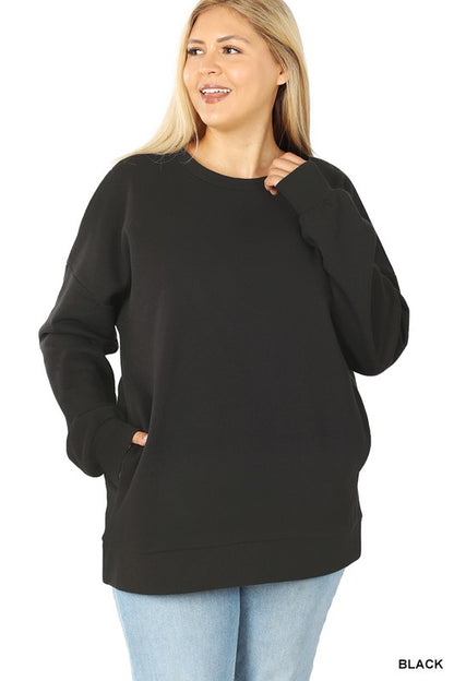 HI Curvy Plus Size long Sleeve Round Neck Sweatshirt