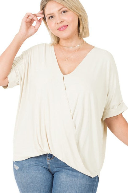 Plus Rayon Span Crepe Layered-Look Top