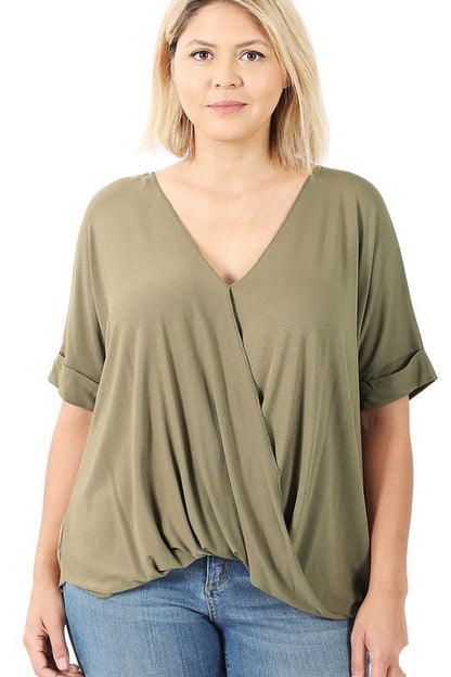 Plus Rayon Span Crepe Layered-Look Top