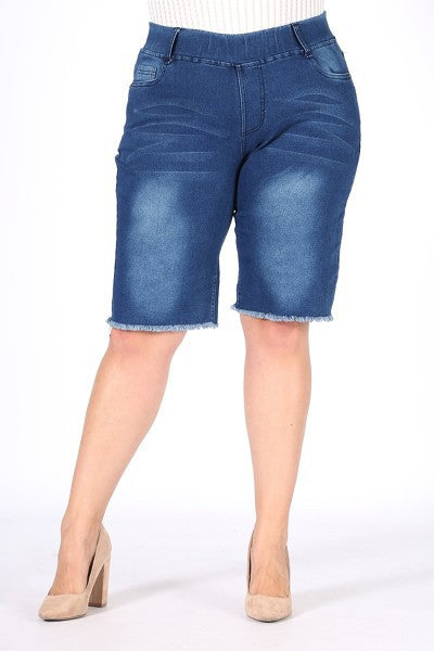 Hi-Waist Distressed Bermuda Short Jeggings