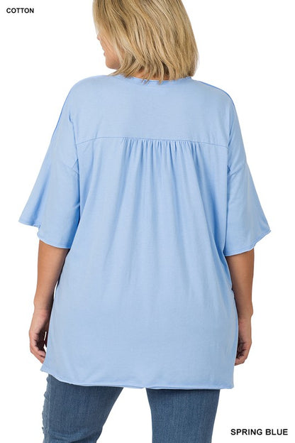 HI Curvy Plus Size Women Row Edge High-Low Hem Box Top