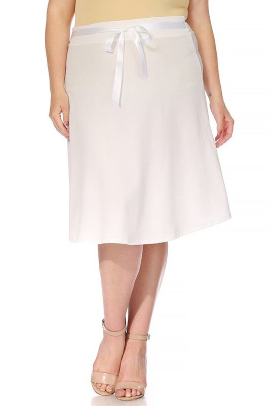 Plus size Solid A-line Knee Length Skirt