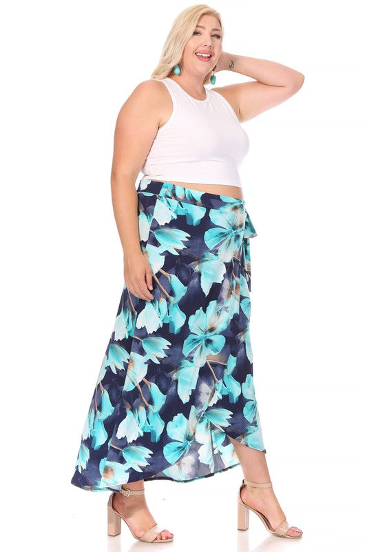 Plus Size Faux Leather Maxi Wrap Skirt