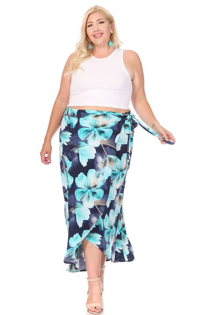 Plus Size Faux Leather Maxi Wrap Skirt