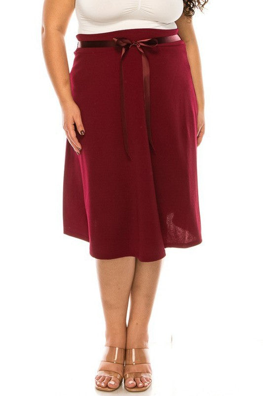 Plus size Solid A-line Knee Length Skirt