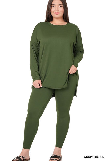 Hi Curvy Plus Size Women Brushed DTY Microfiber Loungewear Set