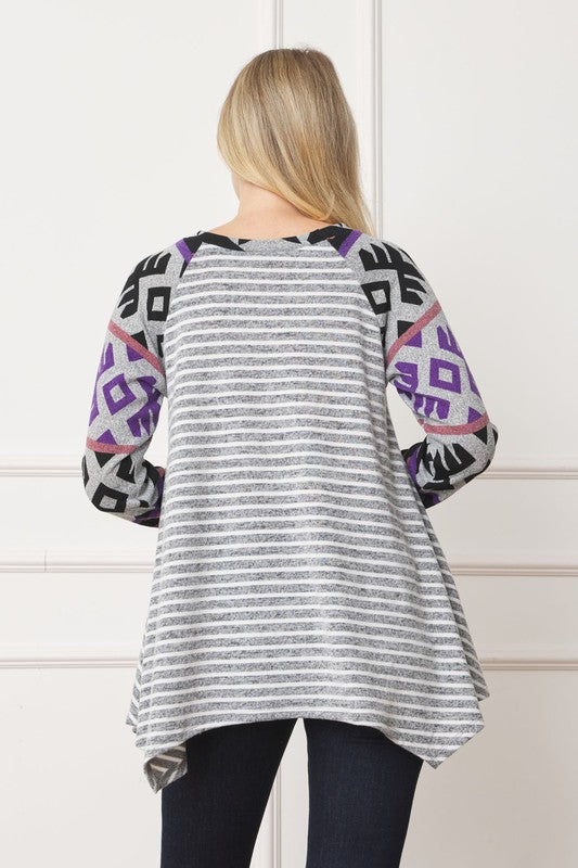 Plus Size Long Tribal Sleeve Handkerchief Tunic