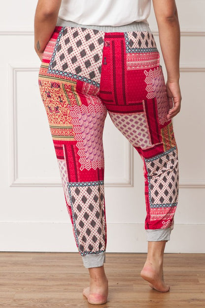 Plus Size Quilted Print Joggers