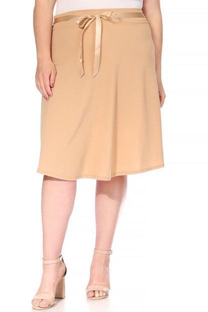 Plus size Solid A-line Knee Length Skirt