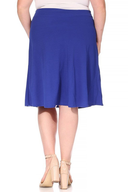 Plus size Solid A-line Knee Length Skirt