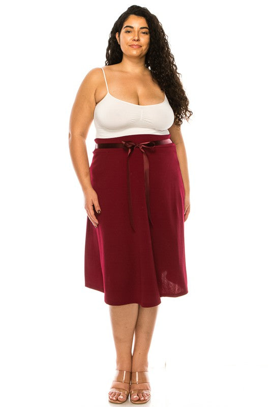 Plus size Solid A-line Knee Length Skirt